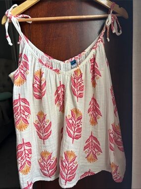 Old Navy Cream Tank Top with Pink and Yellow Floral Print
